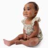 By Gerber Baby Girl Bubble Romper with Flutter Sleeves, Sizes 0/3 Months - 24 Months