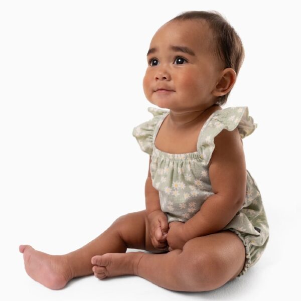 By Gerber Baby Girl Bubble Romper with Flutter Sleeves, Sizes 0/3 Months - 24 Months