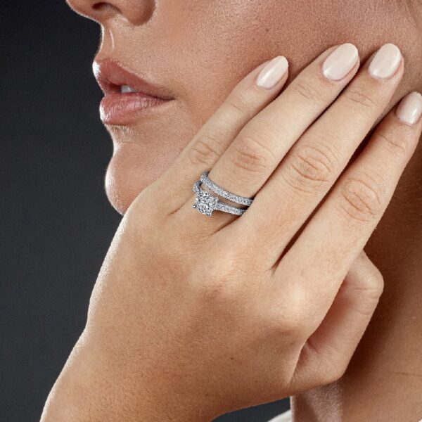 Womens 1.25Ct Wedding Engagement Ring Set Sterling Silver 925 Round Cubic Zirconia