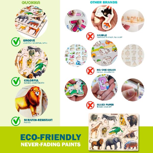 Toddlers Educational Toys Learning Games Jigsaw Puzzles, Wood, 3 Count