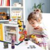46PCS Upgraded Cash Register Playset for Kids, Cashier Register Toy, Kids Pretend Play Cash Register Toys with Scanner, Shopping Cart, Calculator, Play Food, Toys for Girls 3 6 Years-Green