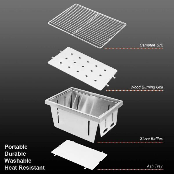 Foldable Portable Camping BBQ Grill, Stainless Steel Barbecue Smoke Stove, Detachable Stove Easy Setup Outdoor Household Grill, Suitable for Outdoor Picnic Family Gathering Travel (Medium)