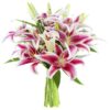 KaBloom : 10 stargazer lilies with greens in vase, Next-Day Delivery, Gift for Every Occasion.