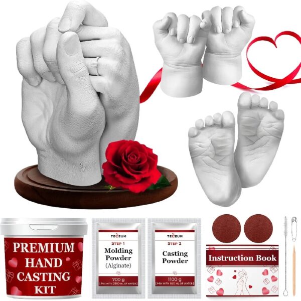 Hand Casting Kit – Unique Gift for Babies & Adults – Ideal DIY Gift for Your Loved Ones, Couples, Family – For Wedding, Anniversary, Baby Shower, Mother’s Day, Christmas – Romantic Gifts – Kit1