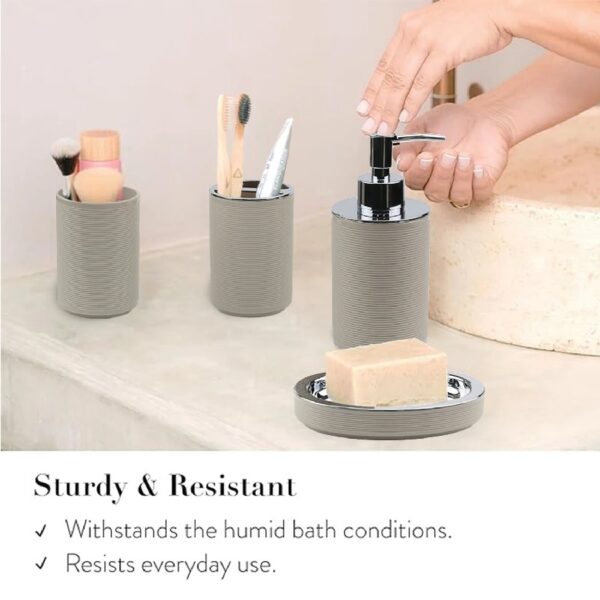Bathroom Accessories Sets 6 Piece Bath Ensemble Includes Soap Dispenser, Toothbrush Holder, Toothbrush Cup, Soap Dish for Decorative Countertop and Housewarming Gift, Dark Blue