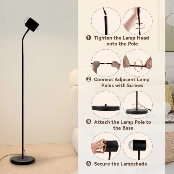 Sunset Floor Lamp with Ocean Wave Effect, 360° Rotation, 7 Color Filters, Boho Decor Lamp