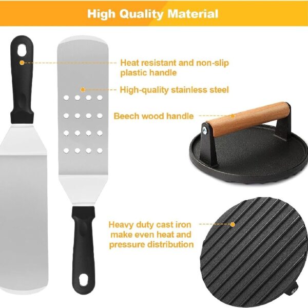 29pcs Griddle Accessories Kit,Flat Top Grill Tools Gifts for Camp Chef,Hibachi Enlarged Spatula Set with Basting Cover,Burger Press Patty Maker for Outdoor Teppanyaki BBQ