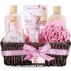 Spa Gift Baskets for Women, 10 Pcs Cherry Blossom Bath and Body Sets, Luxury Birthday Day Body Care Gift Sets for Her