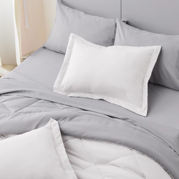 Light Purple Queen Comforter Set - 7 Pieces Reversible Queen Bed in a Bag, Queen Bed Set Light Purple and Grey with Comforters, Sheets, Pillowcases & Shams