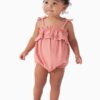 By Gerber Baby Girl Bubble Romper with Flutter Sleeves, Sizes 0/3 Months - 24 Months