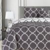 Lux Decor Collection 5 Piece Queen Down Alternative Comforter Set, Washable Duvet Bedding Set - Quatrefoil Navy