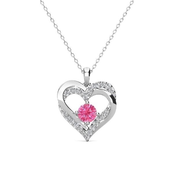 Forever March Birthstone 18k White Gold Plated Women's Necklace, Swarovski Crystals