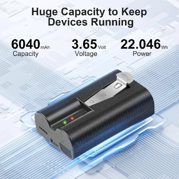 6040mAh Rechargeable Battery and Dual USB Charging Station Compatible with Ring for Video Doorbell Camera 2/3/4, Stick Up Cam and Spotlight Cam