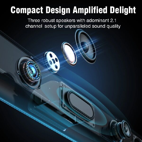 S20L Sound Bars for TV, 3D Surround Sound System TV Sound Bar, 2.1 ch Home Theater Audio with Built-in Subwoofer,50W TV Speakers | HDMI ARC, Bluetooth, Optical, RCA, USB & AUX Wall Mountable