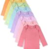 Baby Boy or Girl Gender Neutral Organic Cotton Long Sleeve Bodysuits, 8 Pack (Newborn-24 Months)