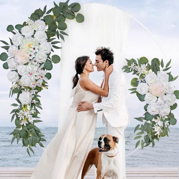 Garfans 7.9FT Wedding Arch  for Birthday Decoration Round Backdrop Stand Circle Balloon Arch Frame Halloween Christmas Parties Garland Stand White
