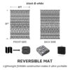 Outdoor Rug 6'x9' Waterproof Reversible Patio Rug Boho Geometric Indoor Outdoor Rugs Lightweight Plastic Straw Ourdoor Carpet for RV Camping Deck Balcony Modern Porch Decor Black and White