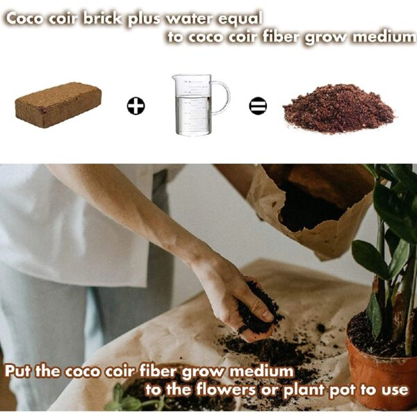 10lb of  100% Organic Coco Coir Bricks with Low EC and pH Balance High Expansion Coco Fiber for Herbs, Flowers,Plants Gardening Renewable Coconut Soil
