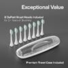 Black Series Electric Toothbrush - Rechargeable, 4 Modes, Travel Case, 8 Brush Heads