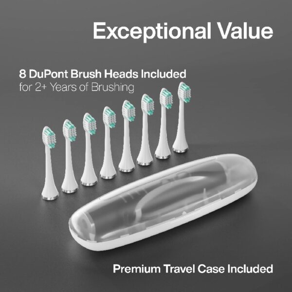 Black Series Electric Toothbrush - Rechargeable, 4 Modes, Travel Case, 8 Brush Heads