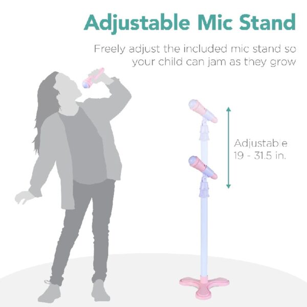 19in Kids Flash Guitar, Pretend Play Musical Instrument Toy for Toddlers w/ Mic, Stand - Navy