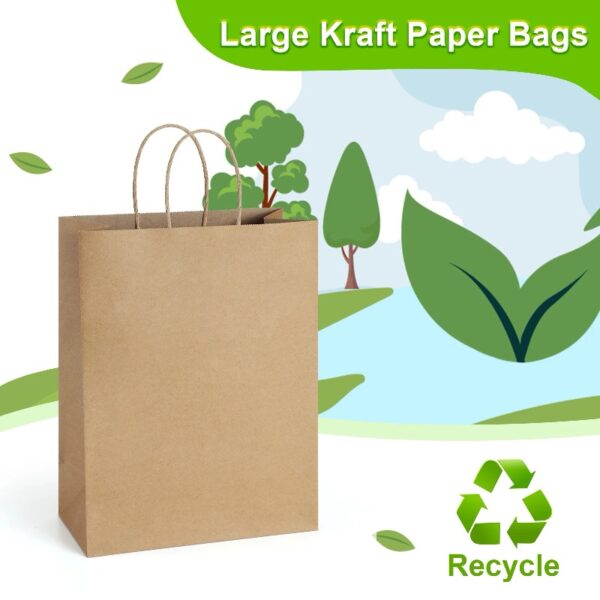 BagDream Brown Paper Gift Bags with Handles Kraft Paper Shopping Bags for Business, Shopping, Grocery, Retail, Birthday Party, Merchandise, 10x5x13, 100 Pack