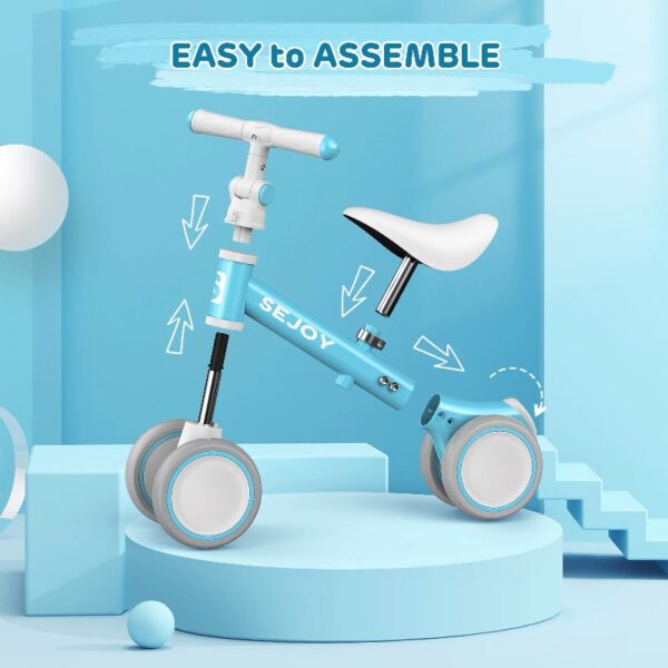 Baby Balance Bike, Toddler Baby Bicycle with 4 Wheels for 10-36 Months, Adjustable Handlebar Baby Outdoor Bike Riding Toy, First B-day Gift