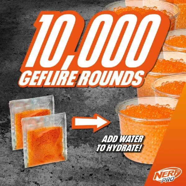 Pro Gelfire Raid Blaster, 10,000 Rounds, 800 Round Hopper, Eyewear, For Ages 14+
