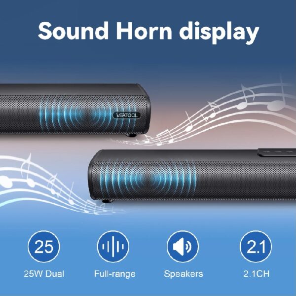 S20L Sound Bars for TV, 3D Surround Sound System TV Sound Bar, 2.1 ch Home Theater Audio with Built-in Subwoofer,50W TV Speakers | HDMI ARC, Bluetooth, Optical, RCA, USB & AUX Wall Mountable