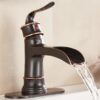 Kede Waterfall Faucet Bathroom Faucet Single Handle One Hole Oil Rubbed Bronze Finish Large Spout Lavatory Faucets (ORB2)