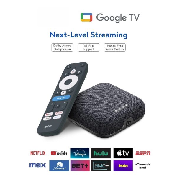 4K Pro Streaming Device, Google TV - Ultra-fast Streaming, Stunning 4K UHD, 32GB Storage, 3GB RAM, Dolby Vision & Atmos, Find My Remote with Backlight, Ethernet Port
