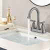 Bathroom Faucets 4 Inch Matte Black Bathroom Sink Faucet, Stainless Steel Lead-Free 2-Handle Centerset Faucet with Pop-up Drain and 2 Supply Hoses Fits 2 or 3-hole Sink