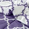 Lux Decor Collection 5 Piece Queen Down Alternative Comforter Set, Washable Duvet Bedding Set - Quatrefoil Navy