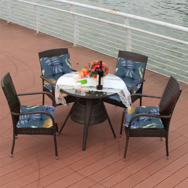 Outdoor Patio Cushion, Rocking Chair Cushion Set, Tufted Pads, Set of Upper and Lower with Ties Pack of 2 (2 Sets) - Back 21