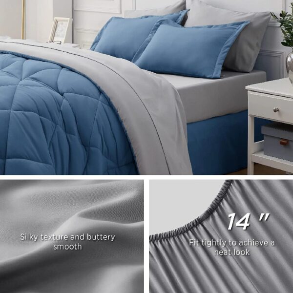 Light Purple Queen Comforter Set - 7 Pieces Reversible Queen Bed in a Bag, Queen Bed Set Light Purple and Grey with Comforters, Sheets, Pillowcases & Shams