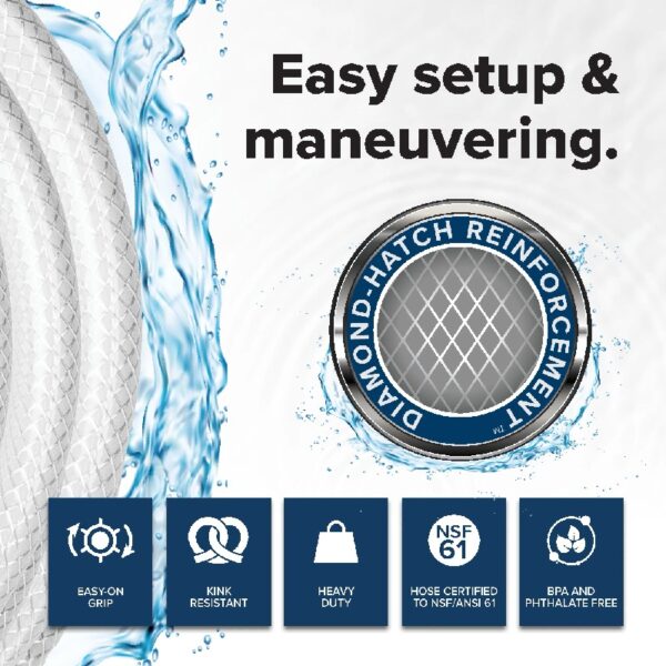 TASTEPURE 50-Foot RV Drinking Water Hose - Lead-Free, PVC, White (22793)