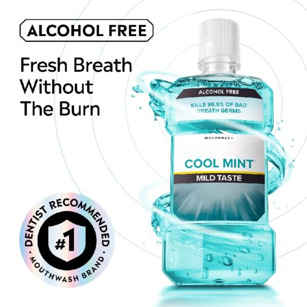 (3 pack) Zero Alcohol-Free Mouthwash Oral Care for Bad Breath, Cool Mint, 1.5 L