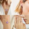 Purple Butterfly Jewelry Amethyst February Birthstone Jewelry Set Fine Necklace/Earrings 925 Sterling Silver Women Birthday Mother's Day Gifts