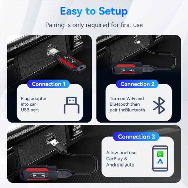 Universal Portable Wireless Apple Carplay Android Auto Adapter Dongle In Car