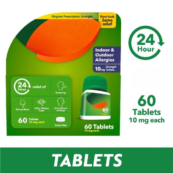 24 Hour Allergy Relief Tablets with 10 mg Cetirizine HCl, 60 Ct