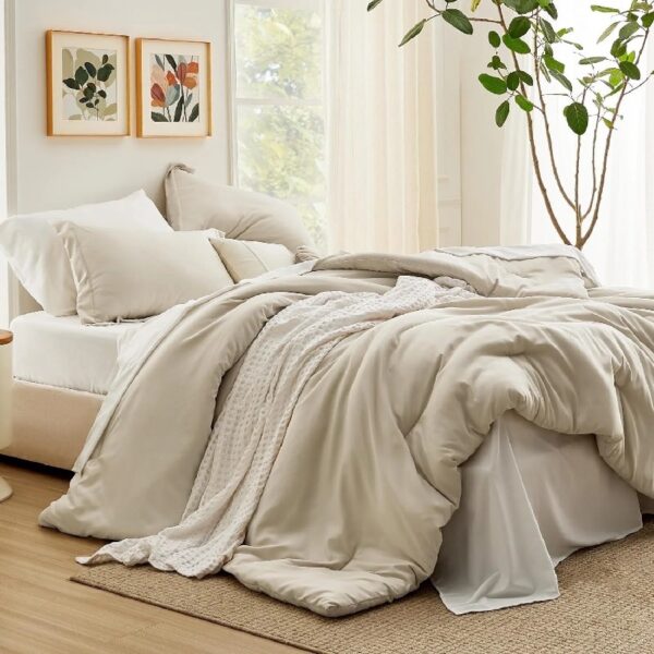King Size Comforter Set Burnt Orange, 7 Pieces Lightweight King Bedding Sets Boho with Comforter, Sheets, Pillowcases & Shams