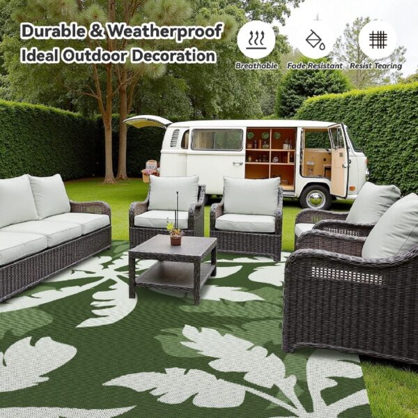 Outdoor Rug Carpet 5'x8' Waterproof Reversible Patio Rug Portable Indoor Outdoor Rug Plastic Straw Rug for Beach RV Camping Garden Picnic Deck Backyard Porch Decor Black