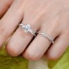 1 Carat Wedding Ring Sets Infinity Band Princess Sterling Silver Rings for Women CZ Size 7