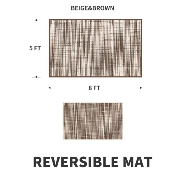 Outdoor Rug Carpet 6'x9' Waterproof Reversible Patio Rug Portable Modern Abstract Indoor Outdoor Rug Plastic Straw Rug for RV Camping Garden Picnic Deck Backyard Porch Decor Gray and White