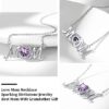 Bestyle S925 Sterling Silver Necklace for Mom Grandma Shiny CZ Heart Pendant Necklace March Created Aquamarine Birthstone Jewelry Mother's Day Gift