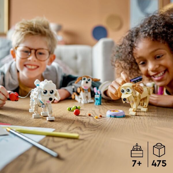 Creator 3 in 1 Adorable Dogs Building Toy Set, Small Toys for Christmas, Gift for Dog Lovers, Build a Beagle, Poodle, and Labrador or Rebuild into Dachshund, Husky, Pug, or Mini Schnauzer, 31137