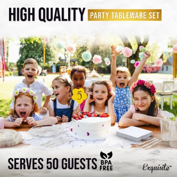 Exquisite 350 Piece Easter Plastic Disposable Party Plates & Dinnerware Combo Set