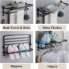 Towel Rack for Bathroom Towel Holder for Bathroom Wall Mounted,Black Towel Bar Storage