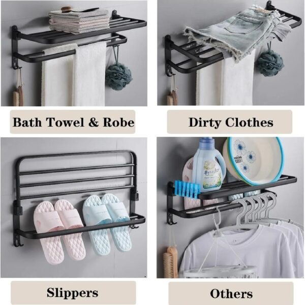 Towel Rack for Bathroom Towel Holder for Bathroom Wall Mounted,Black Towel Bar Storage