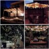 GooingTop 2Pack Outdoor String Lights, Each 37.5Ft 100LED Hanging Patio Lights with 8 Lighting Modes, Auto On/Off for Garden Patio Yard Decor, Warm White